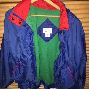 Vintage multi color jacket with hoodie